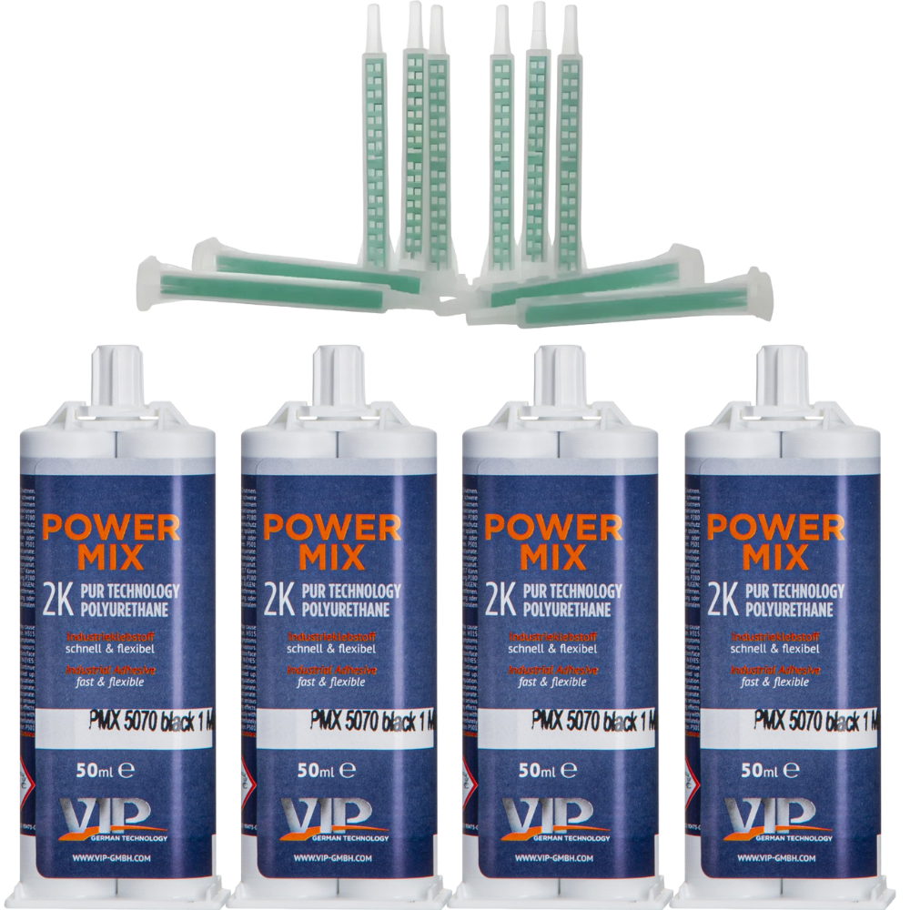 VIP Power Mix 2K Polyurethane Adhesive – Black Universal Repair Kit | 1-Minute Fast Cure