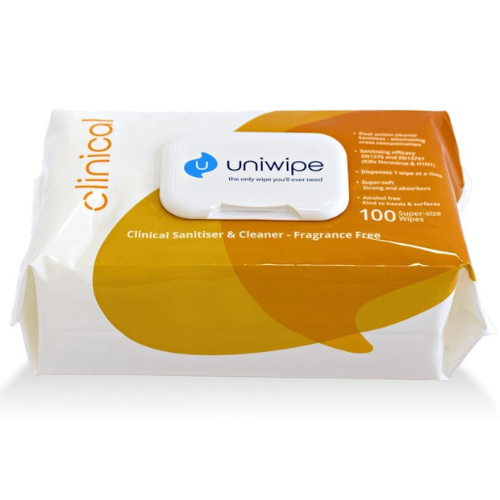 UNIWIPE ‘Clinical’ Antibacterial Wipes – 100 Pack