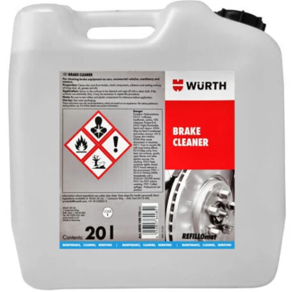 Würth Brake Cleaner 20 Litre – Fast, Residue-Free Automotive Degreaser