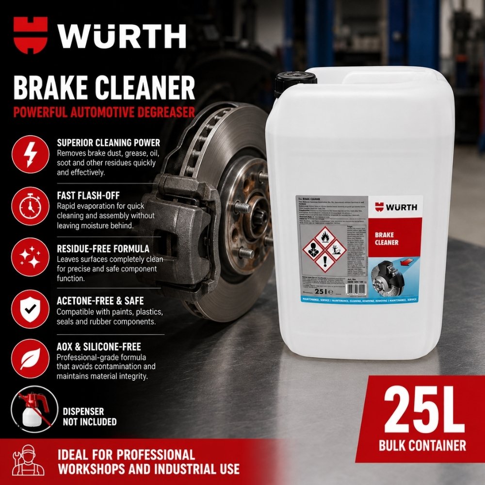 Würth Brake Cleaner 25L bulk automotive degreaser product features