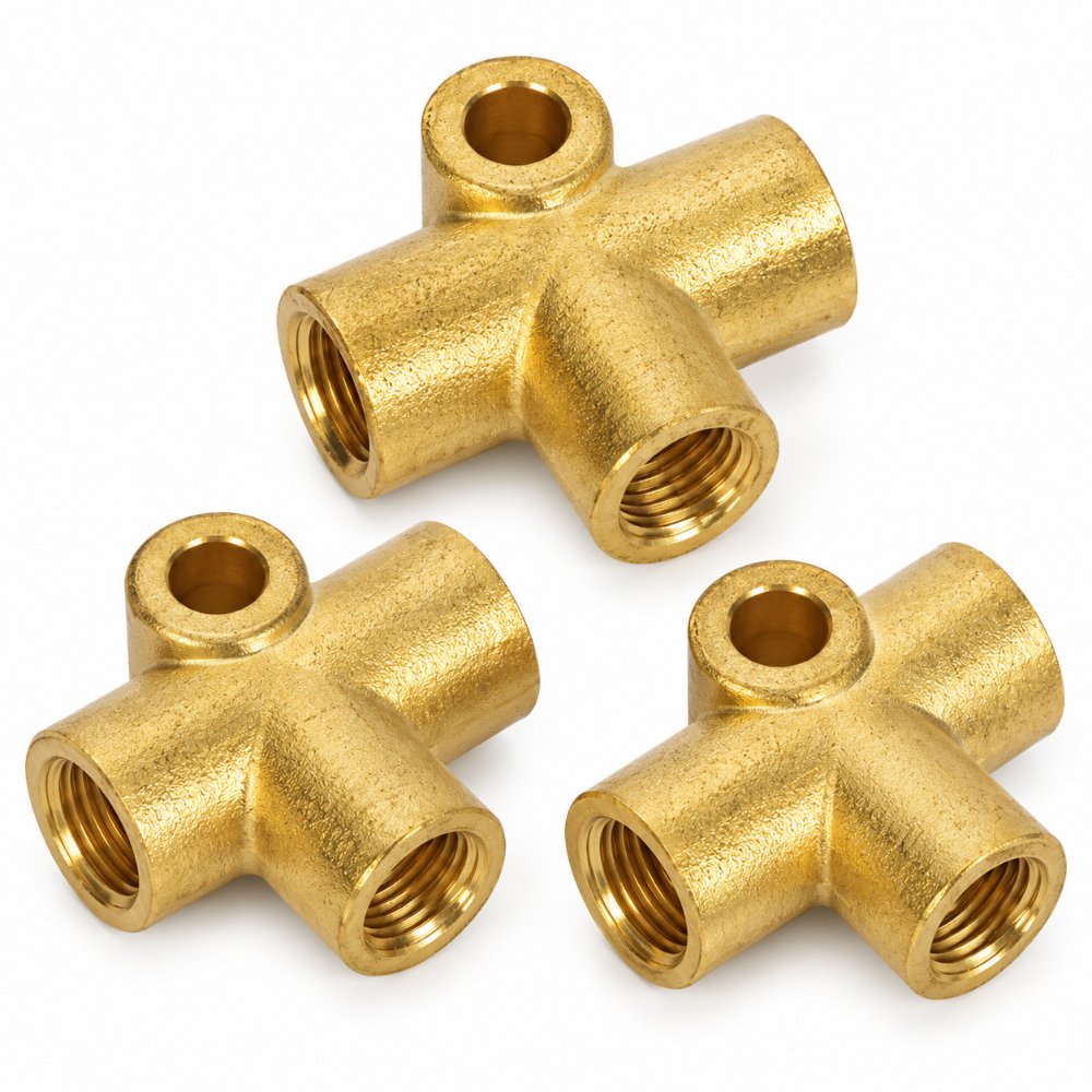 Brake Pipe 3-Way Brass Connector – M10 × 1.0mm – Pack of 3