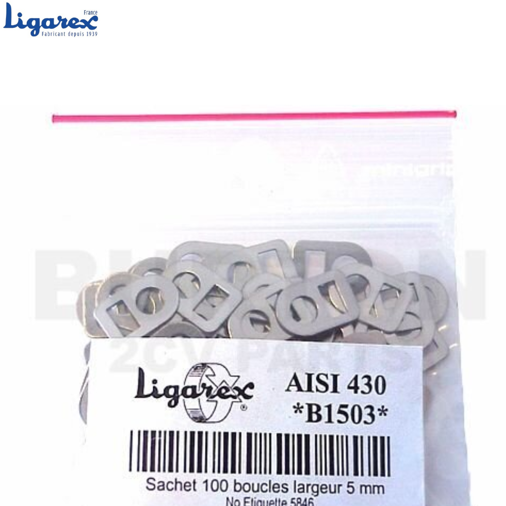 Ligarex 5mm Buckle Clips – AISI 430 Stainless Steel for Industrial Use – 100