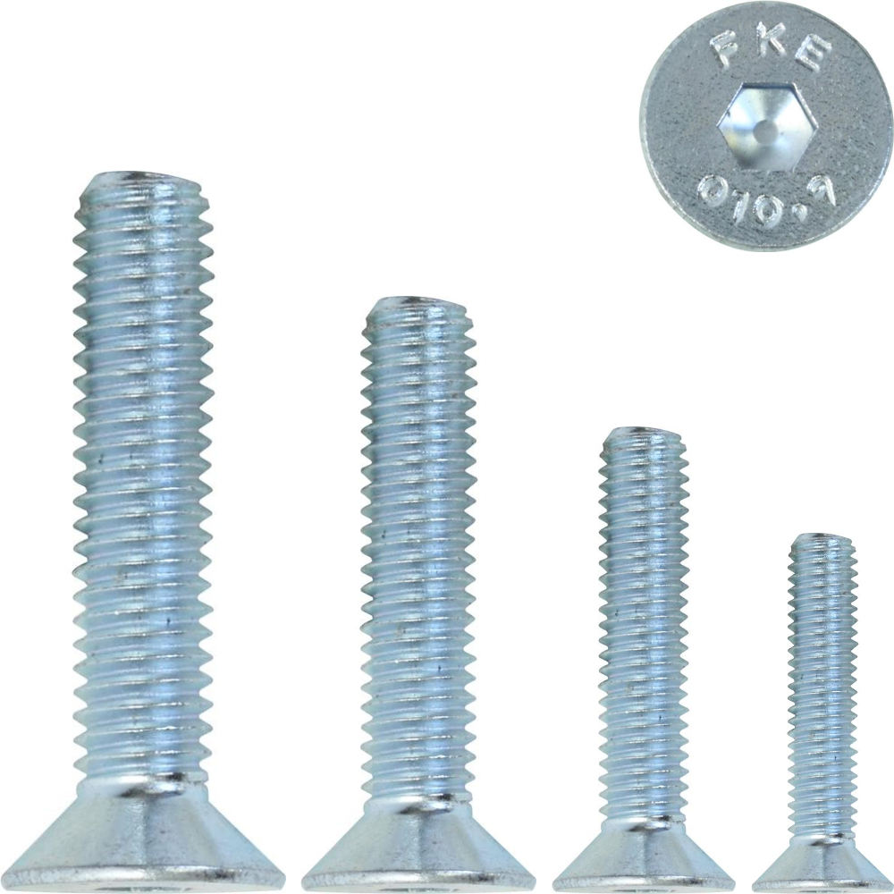 Socket Countersunk Screws, Metric – High Tensile Grade 10.9 BZP (Various Sizes)