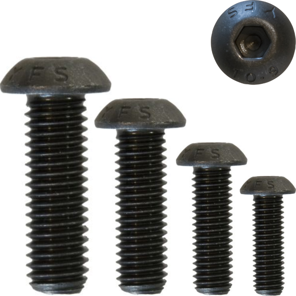 Black Button Head Socket Screws, Metric – High Tensile Grade 10.9 (Various Sizes)