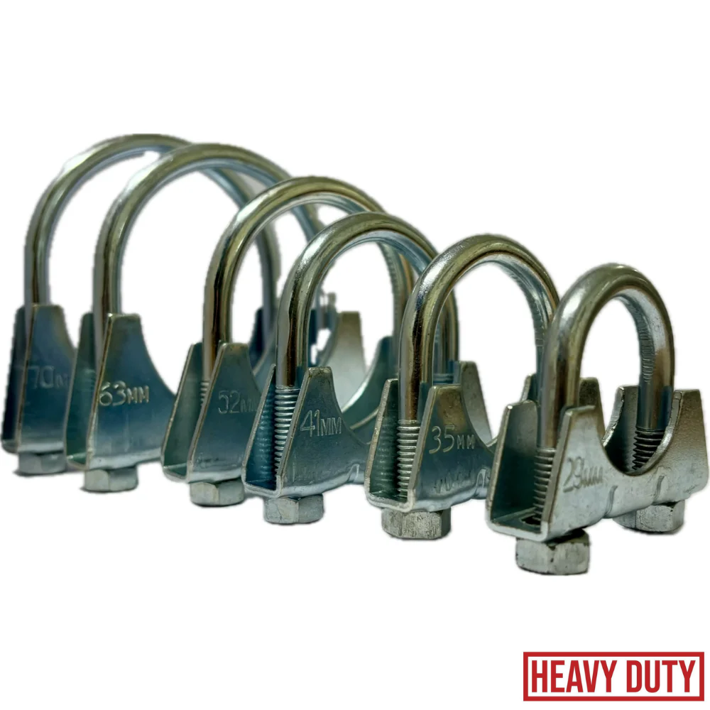 Universal Exhaust Pipe Clamp + U-Bolt – Heavy Duty, Zinc Plated – 10 Pack