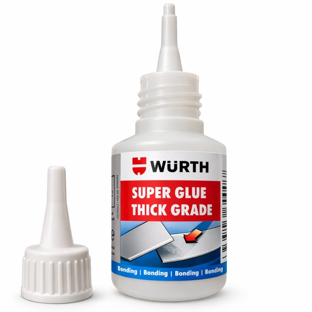 Würth Industrial Super Glue Thick 50ml – Extra Strength, Fast-Drying