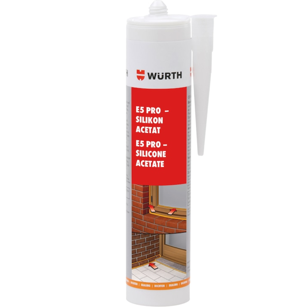 Würth E5 Pro Silicone Acetate Black 310 ml | High-Performance Sealant