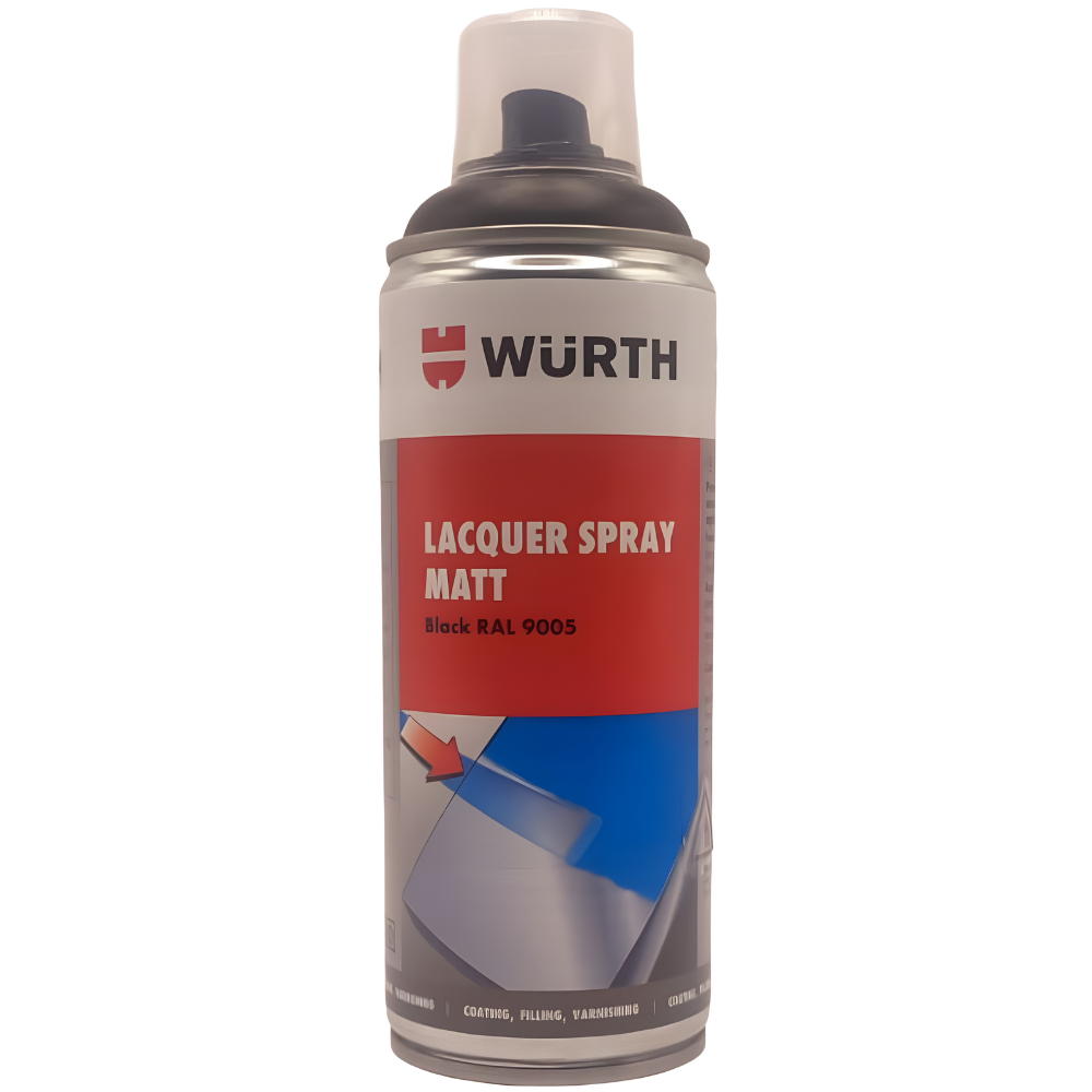 Würth Lacquer Spray Matt Black RAL 9005 – High-Quality Finish 400ml
