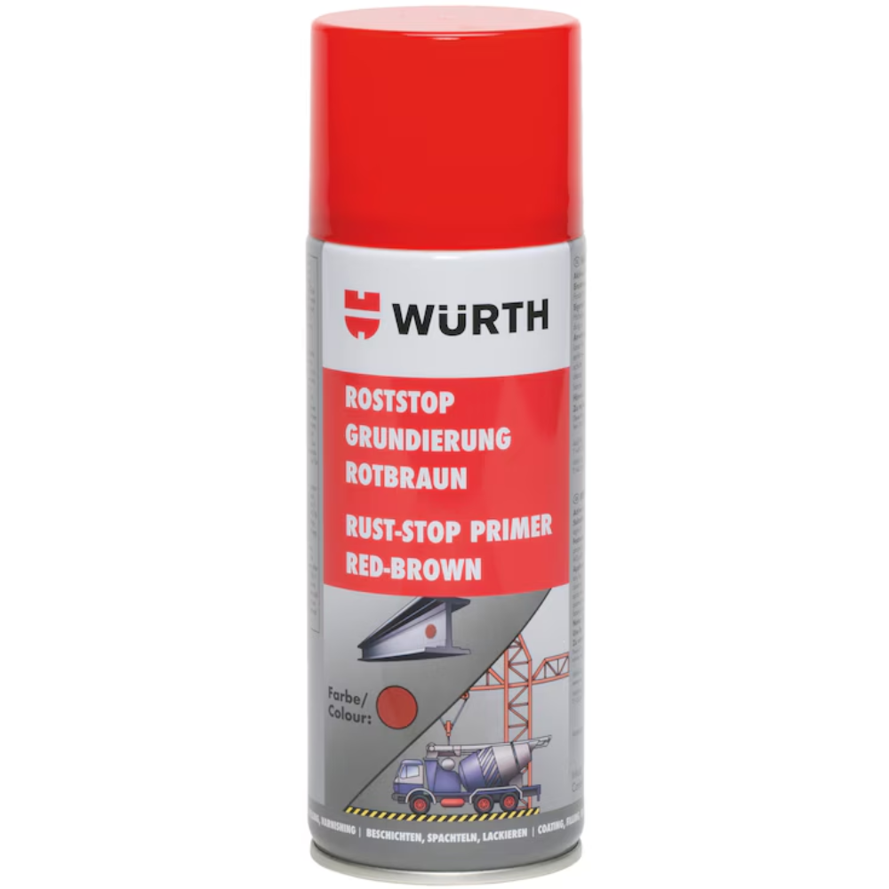 Würth Rust Stop Primer – 400 ml Aerosol |  Red-Brown Corrosion Protection for Metal Surfaces