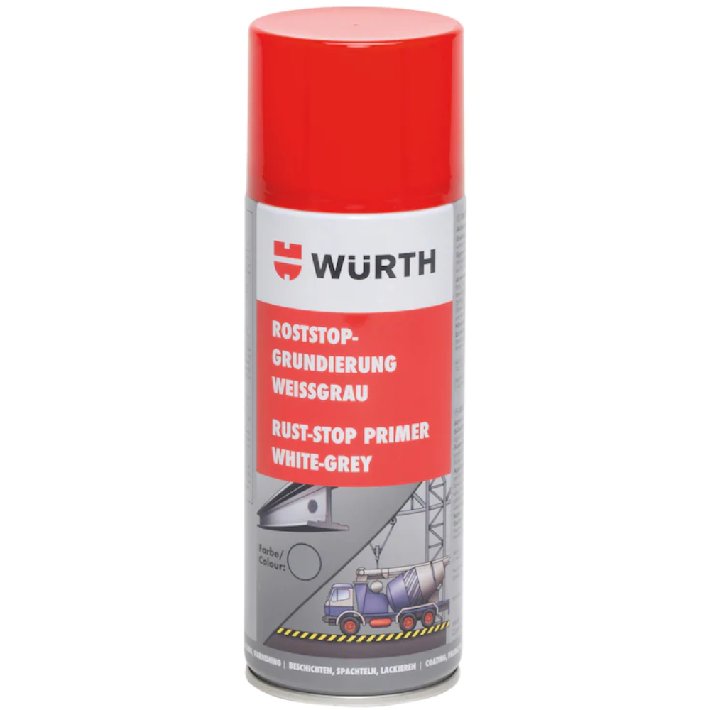 Würth Rust Stop Primer – 400 ml Aerosol | White-Grey Corrosion Protection for Metal Surfaces