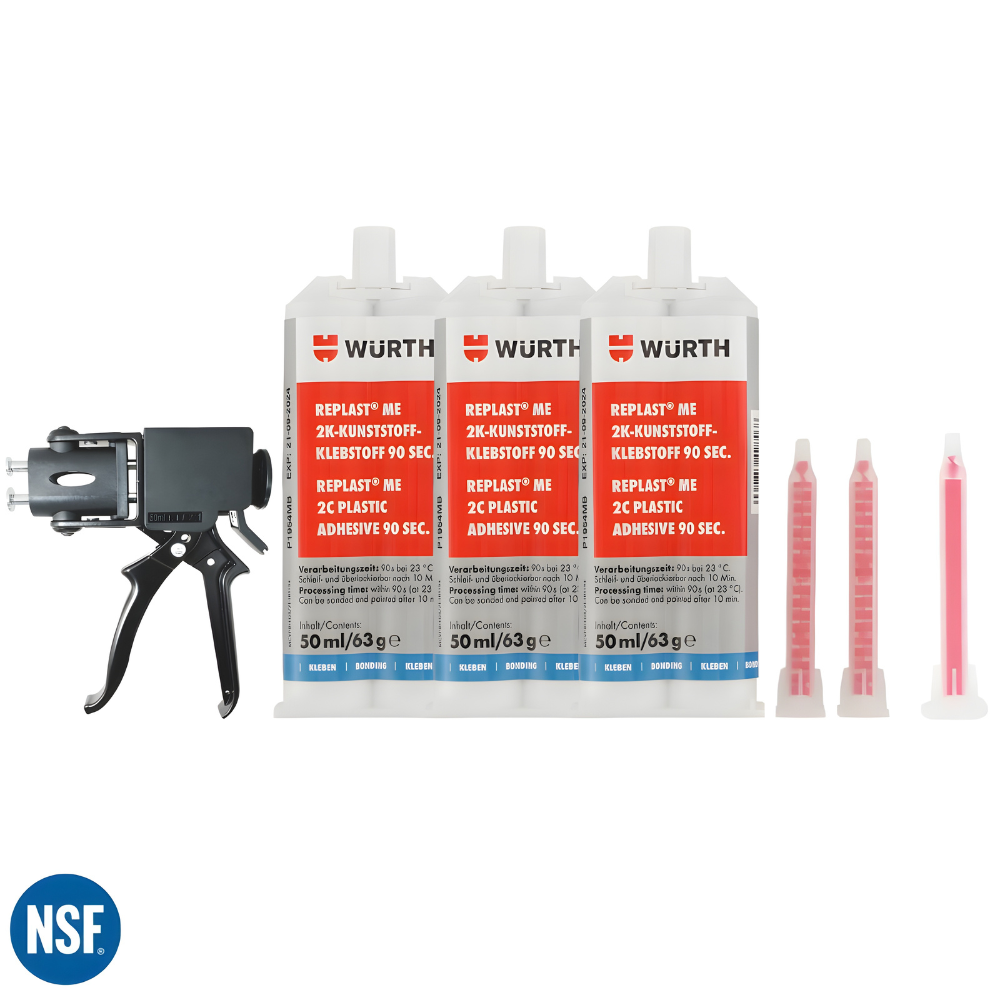 Würth REPLAST® ME 90 Sec Plastic Repair Adhesive Set – Gun, Adhesives & Nozzles