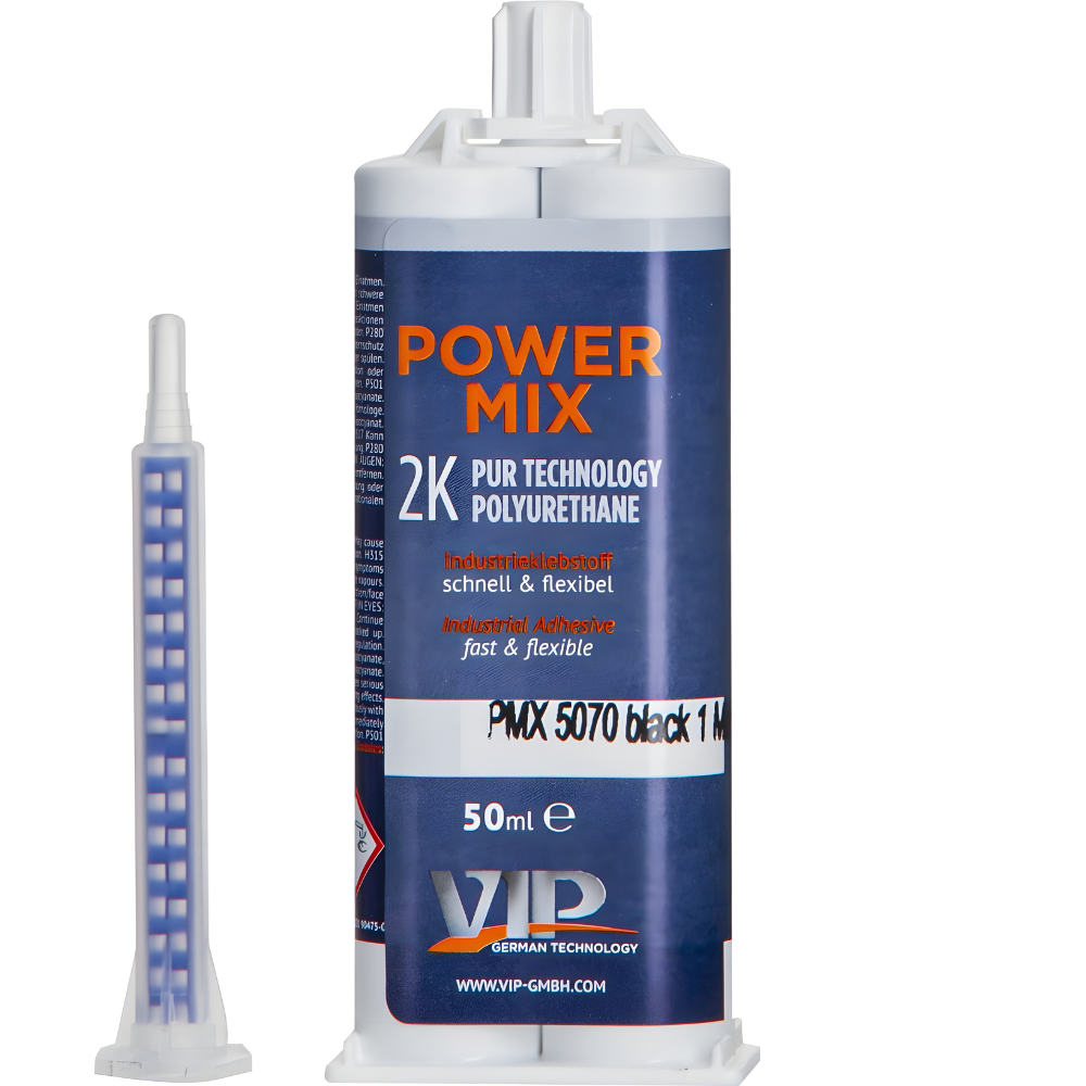 VIP Power Mix 2K Polyurethane Universal Repair Adhesive – Black, 1 Minute Cure