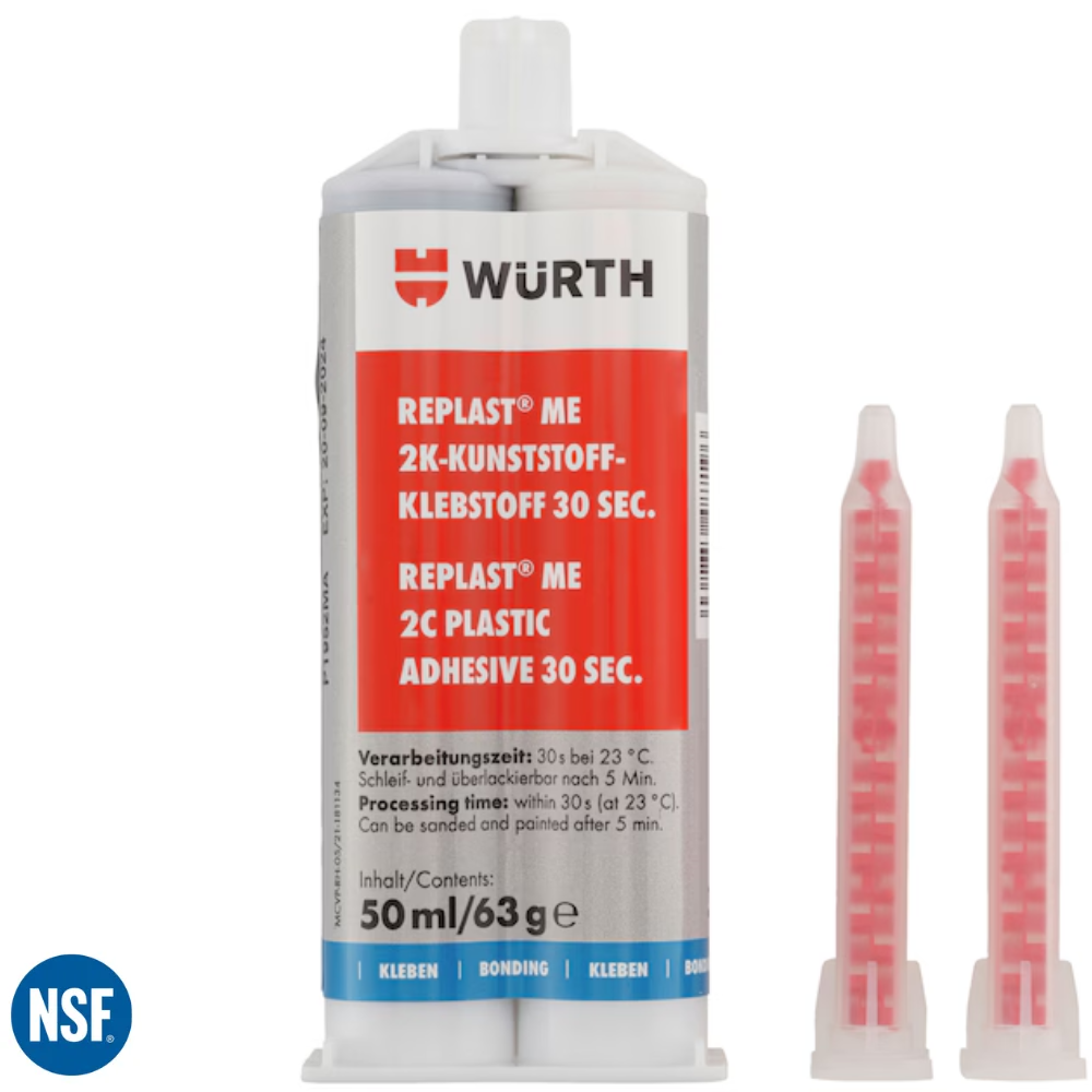 Würth REPLAST® ME 30 Sec Fast-Curing Universal Plastic Repair Adhesive | 50 ml