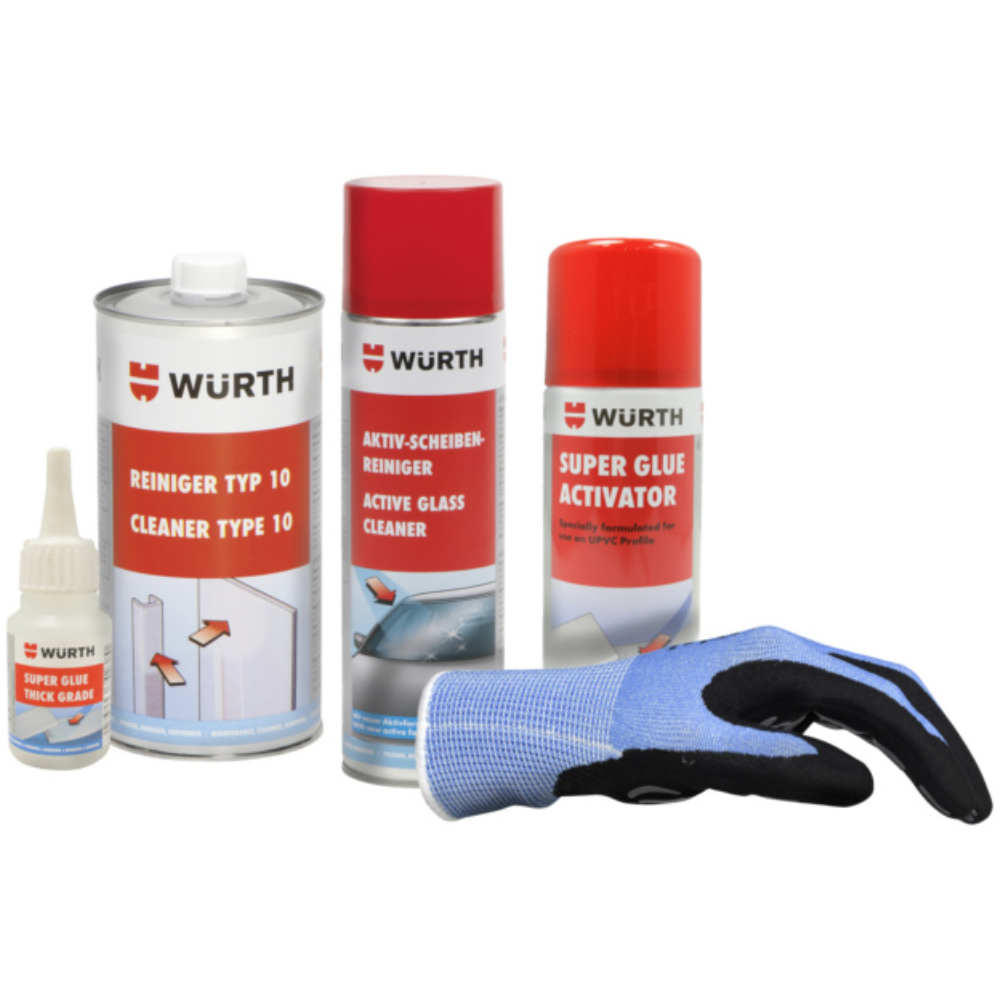 Würth Windows Cleaning Care Set – 10 Piece Bundle for Glass & PVC