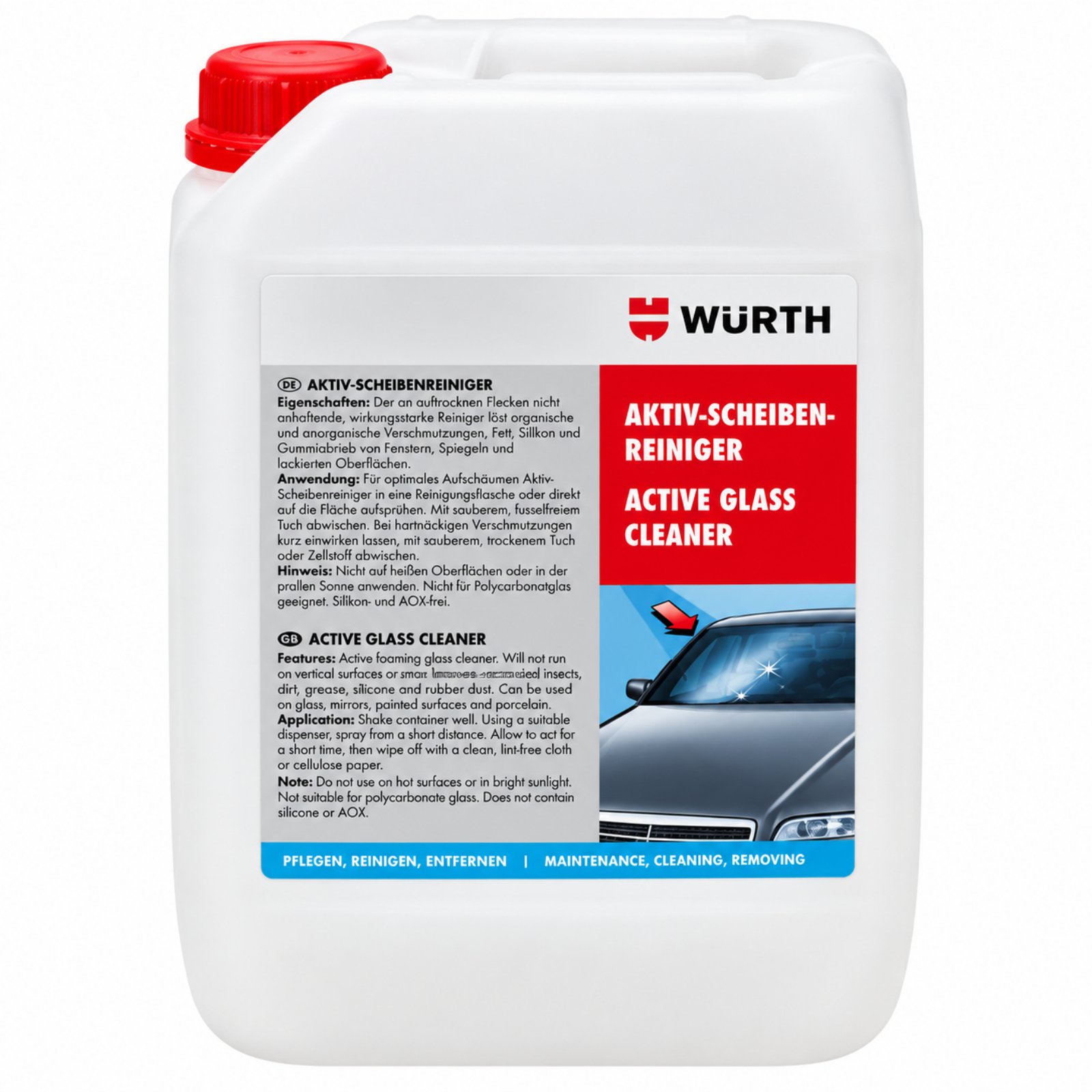 Würth Active Glass Cleaner 5 Litre – Professional Glass & Surface Cleaner