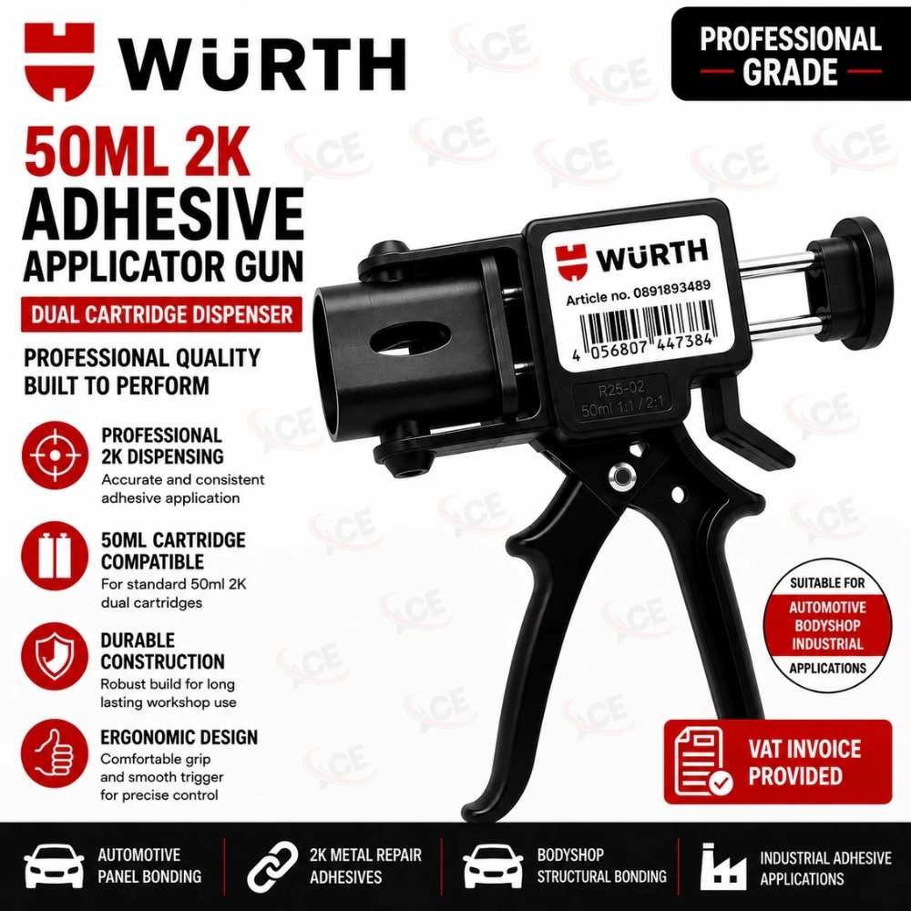 Würth double cartridge gun for 50ml with ergonomic design and high-quality materials.