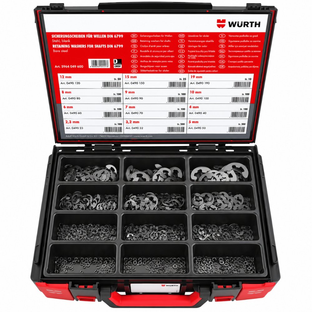 Würth ORSY® Lock Washer Assortment – 985-Piece Steel Kit