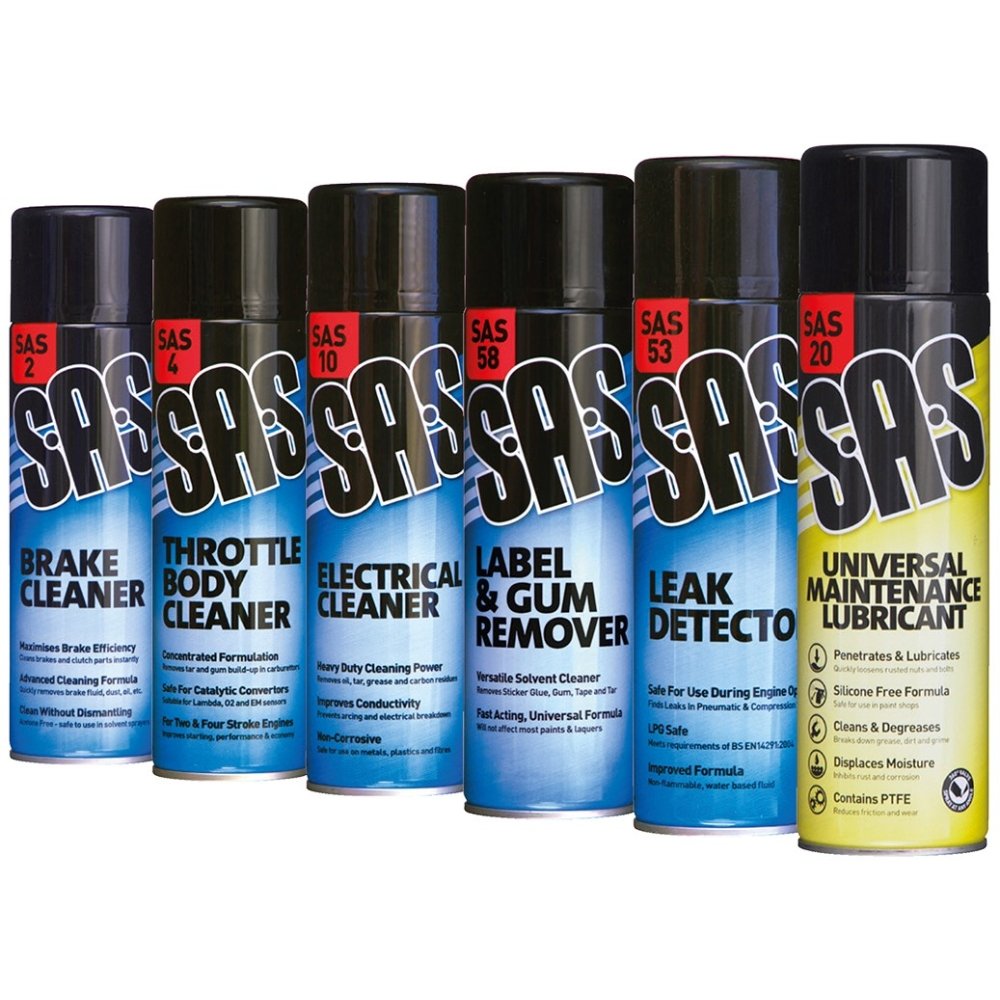 SAS Cleaning Aerosols Assorted – 6 Pack (500ml Each)