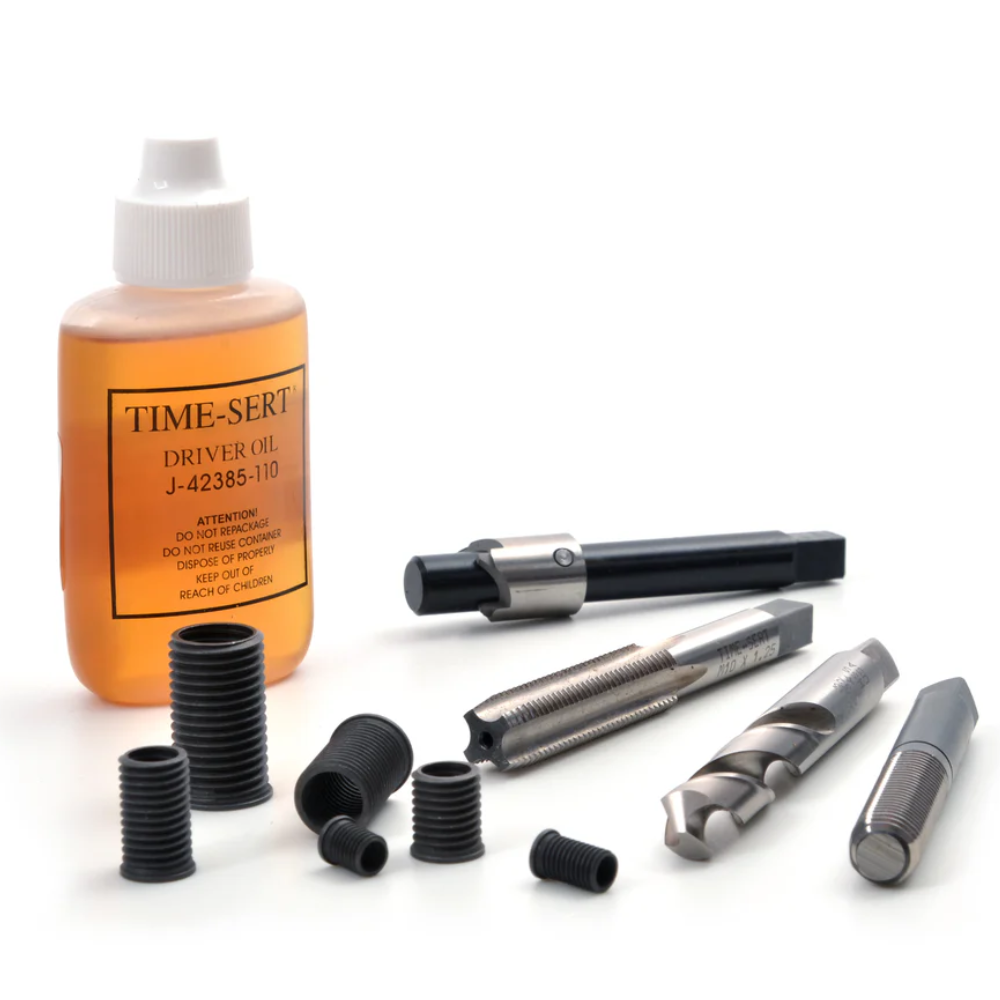 time sert thread repair kit with driver oil drill bits taps and threaded inserts
