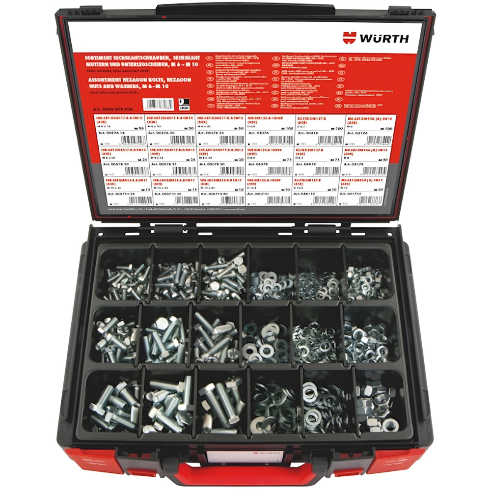 Würth ORSY® Industrial Fastener Set – 890-Piece Zinc-Plated Kit