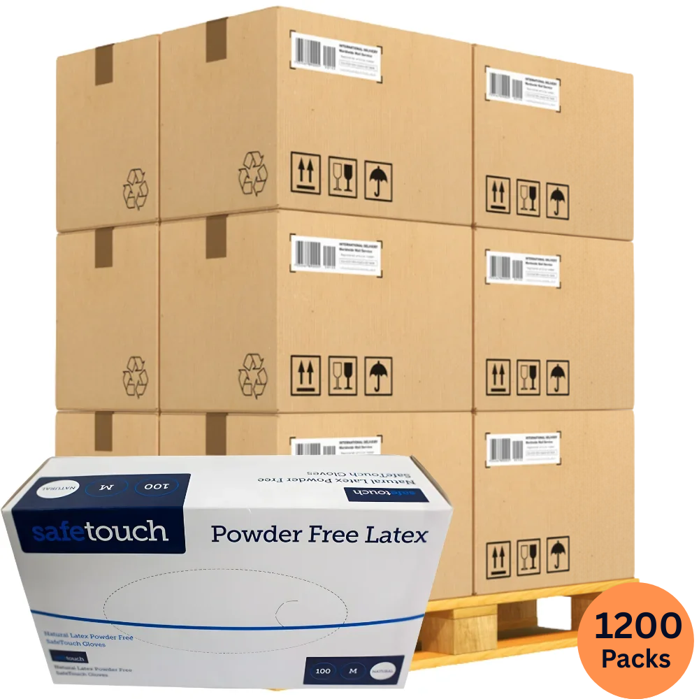 SafeTouch Natural Latex Powder-Free Gloves | Wholesale 120-Case Bulk Pallet