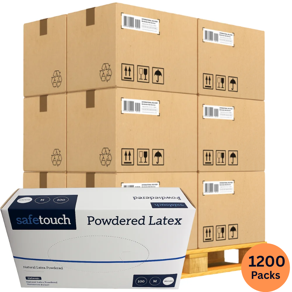 SafeTouch Natural Latex Powdered Gloves | Wholesale 120-Case Bulk Pallet