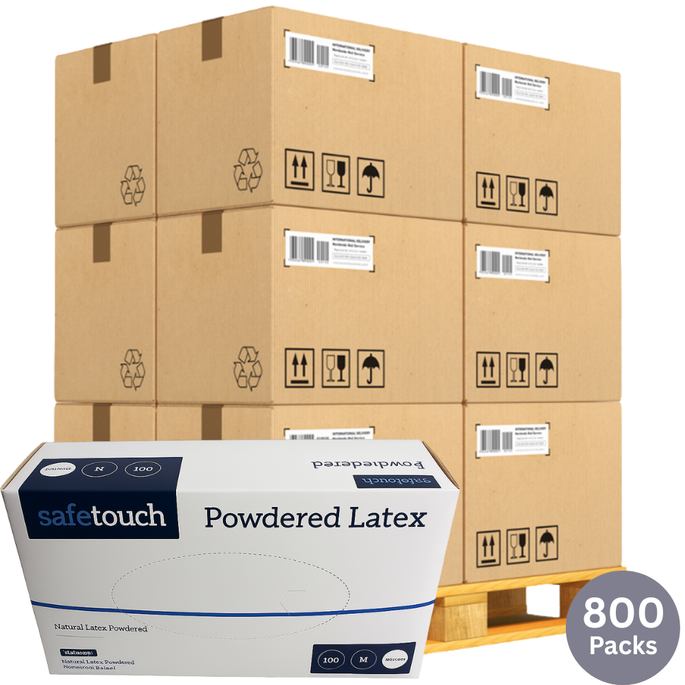 SafeTouch Natural Latex Powdered Gloves | Wholesale 80-Case Bulk Pallet