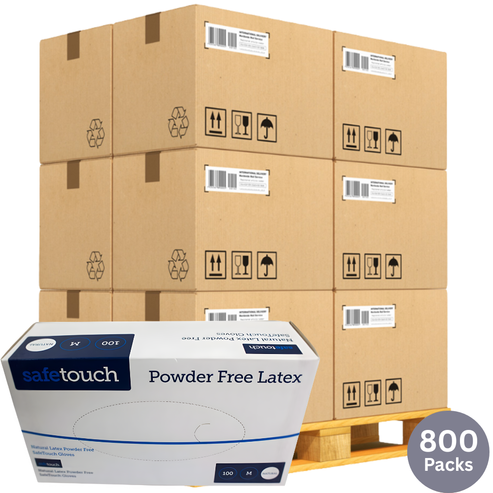 SafeTouch Natural Latex Powder-Free Gloves | Wholesale 80-Case Bulk Pallet