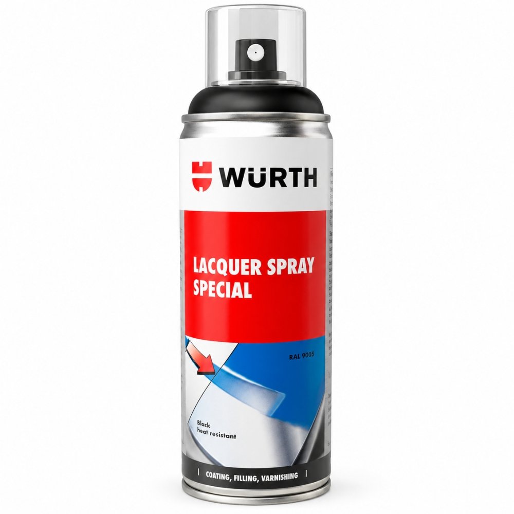 Würth Heat-Resistant Spray Paint – Matt Black RAL 9005, 400ml