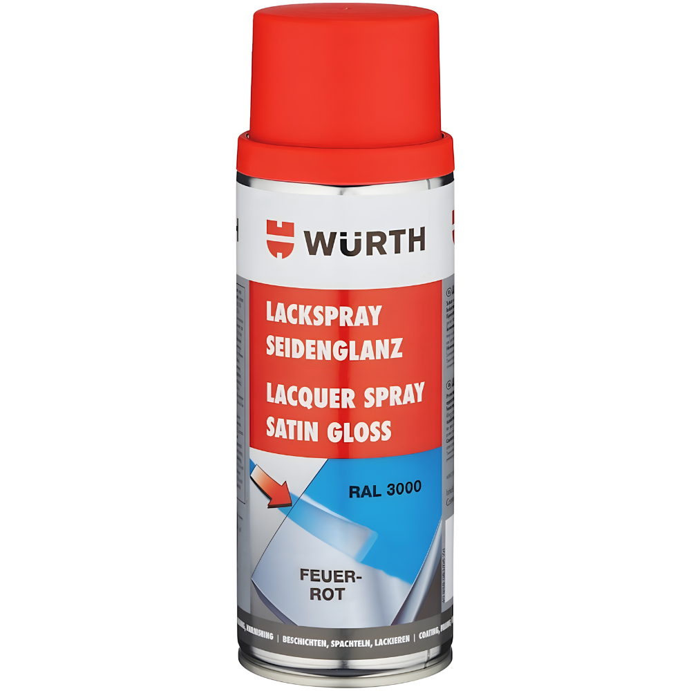 Würth Lacquer Spray RAL 3000 – Satin Gloss Flame Red 400ml