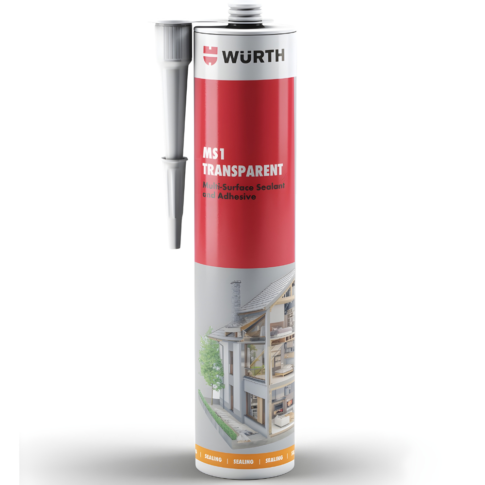 Würth MS1 Hybrid Sealant Transparent 290ml – Flexible, Waterproof, Crystal Clear