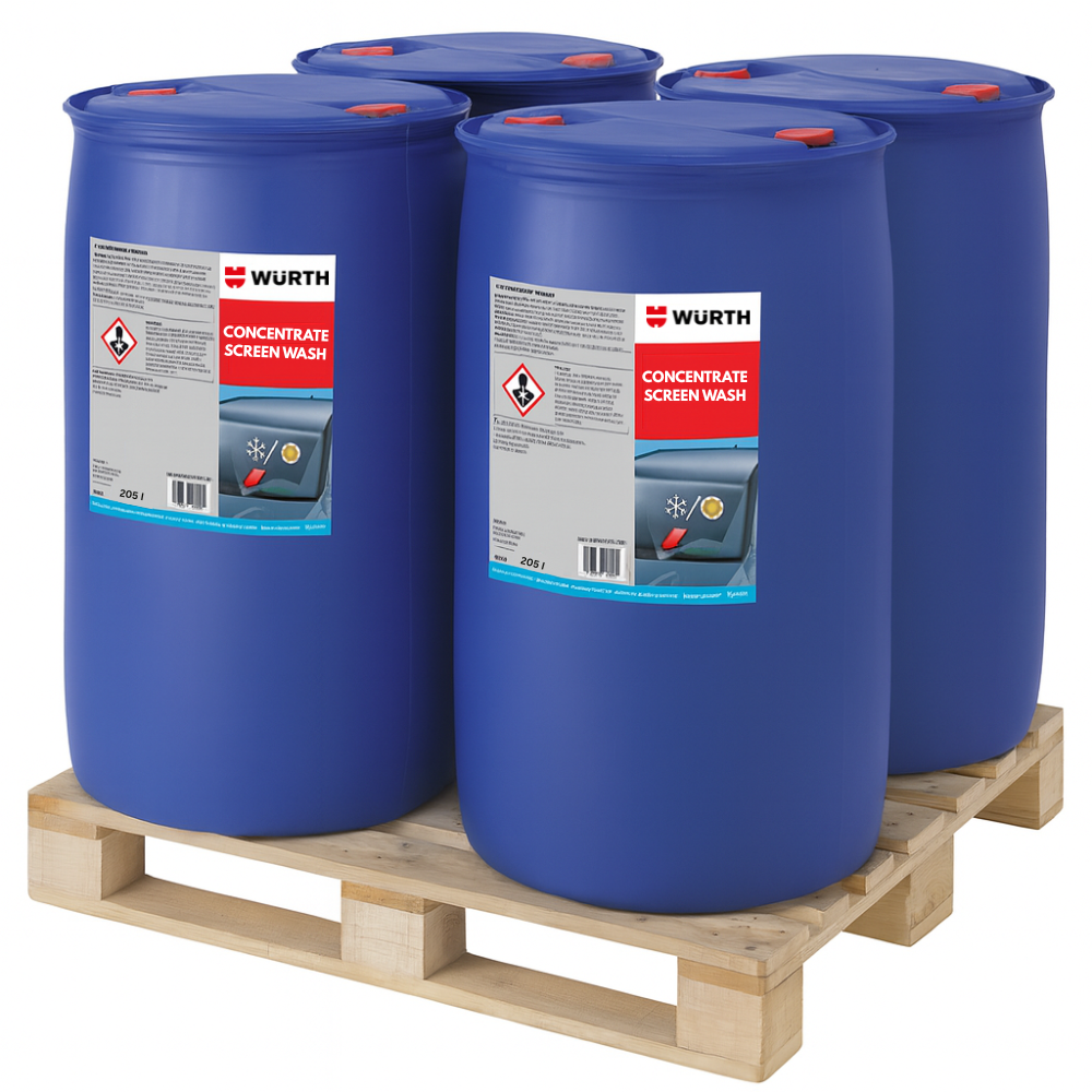 Würth Screen Wash 4 × 205L – Ready-to-Use High Performance, -8°C Freeze Protection