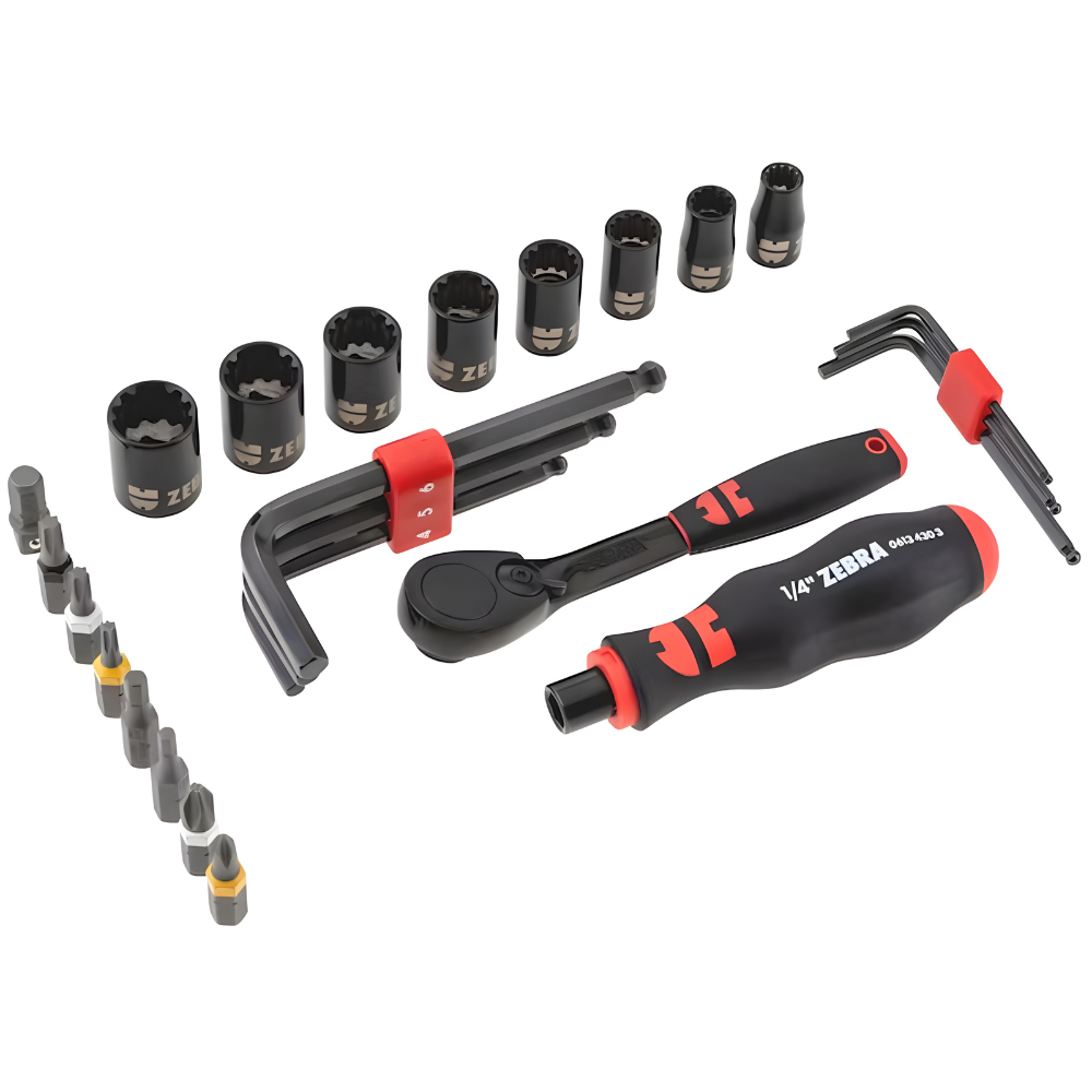 Würth Advent Calendar 24 Pieces – All tools laid out including sockets, Allen keys, screwdriver bits, and mini ratchet