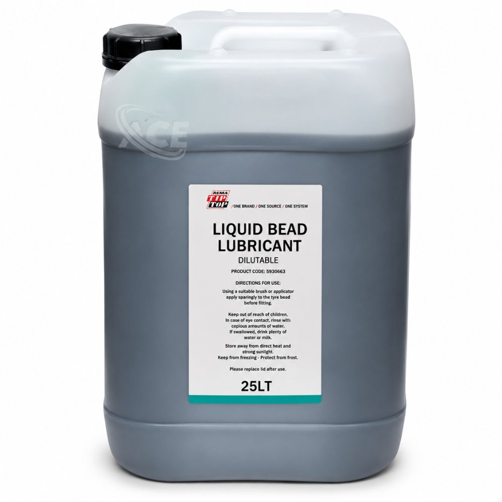 Rema Tip Top Bead Lube 25L – Liquid tyre bead lubricant for smooth and efficient tyre fitting, supplied in a 25 litre workshop drum