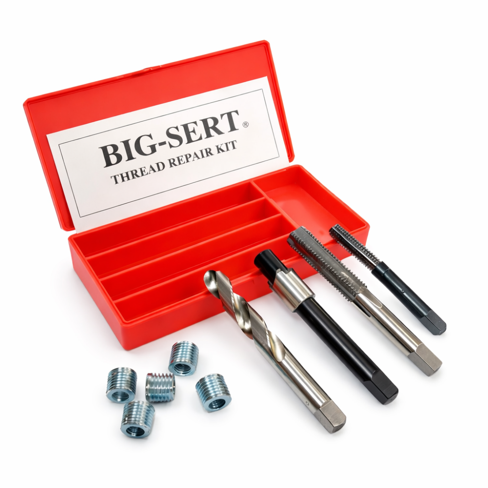 Big Sert thread repair kit with oversized inserts for metric and imperial thread repair