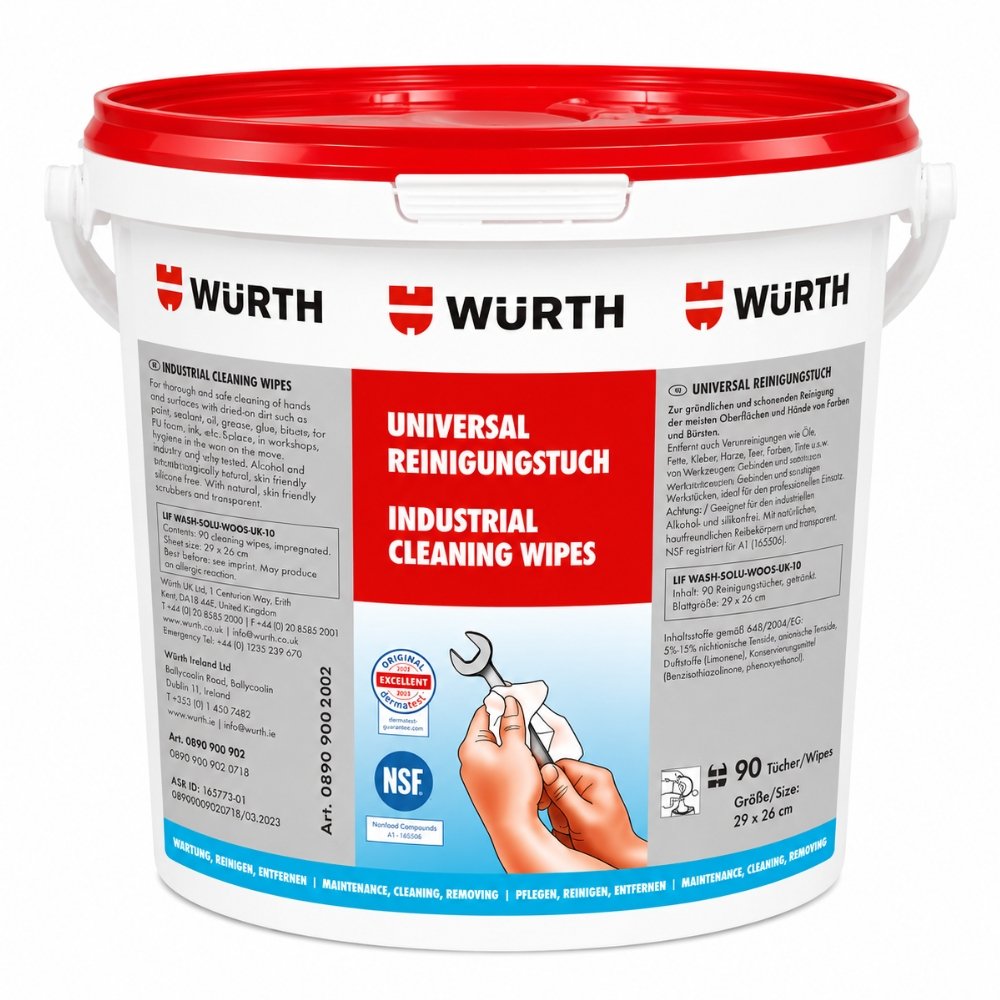 Würth Industrial Cleaning Wipes – 90 Wipes