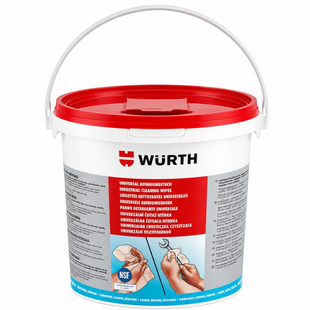 Würth Industrial Strength Cleaning Wipes – 90 Pack | Heavy-Duty & Skin-Friendly