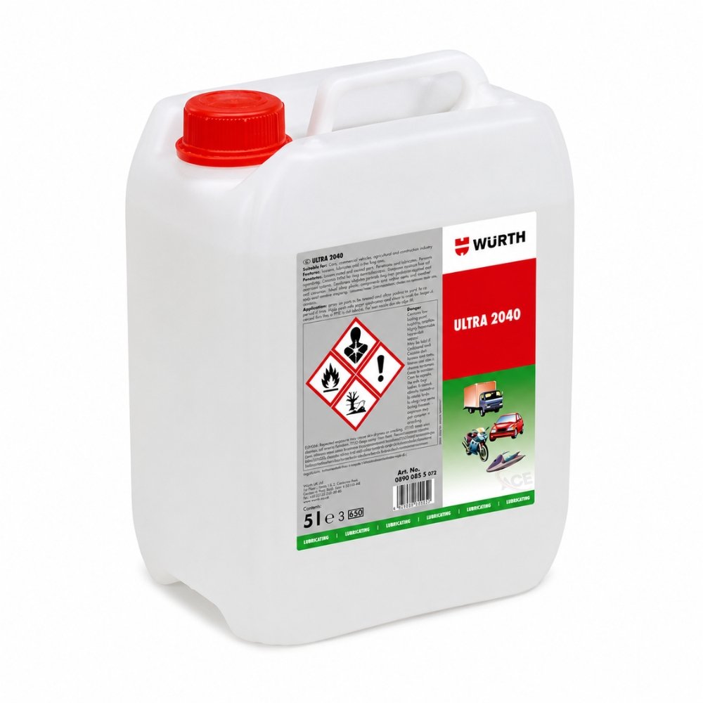 Angled view of Würth Ultra 2040 Multi-Purpose Lubricant 5 Litre container