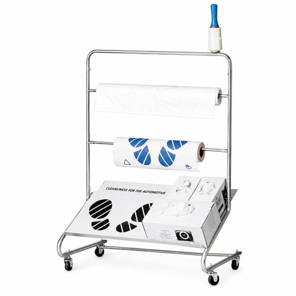 Automotive Dispenser Trolley for seat covers floor mats and steering wheel covers