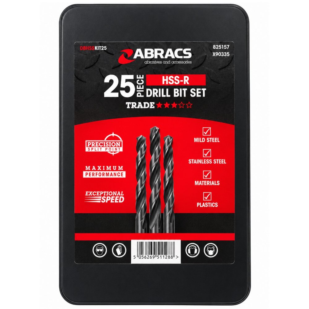 ABRACS 25 piece HSS-R metric drill bit set storage case label