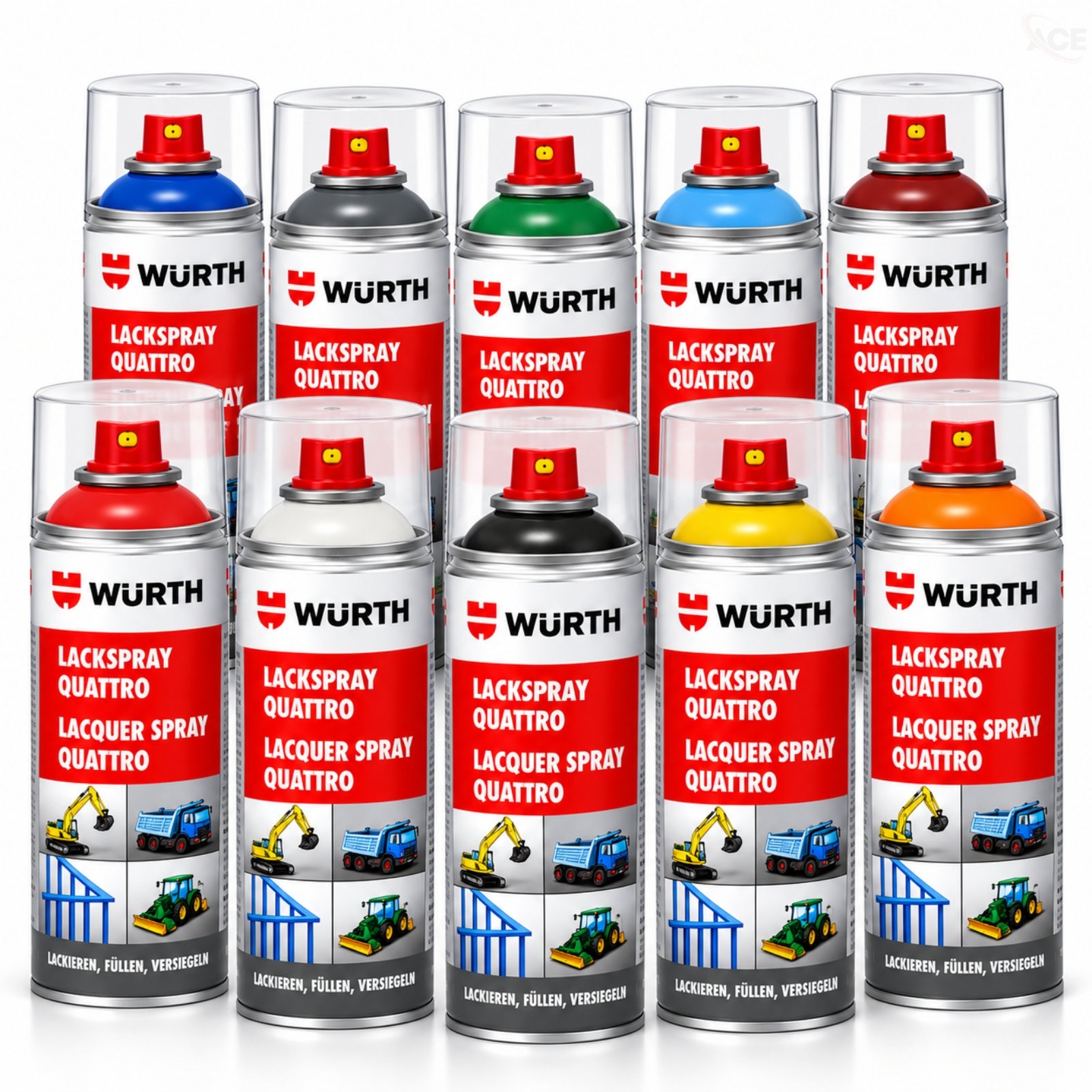 Würth QUATTRO Paint Spray 400ml – Satin Finish RAL Colours